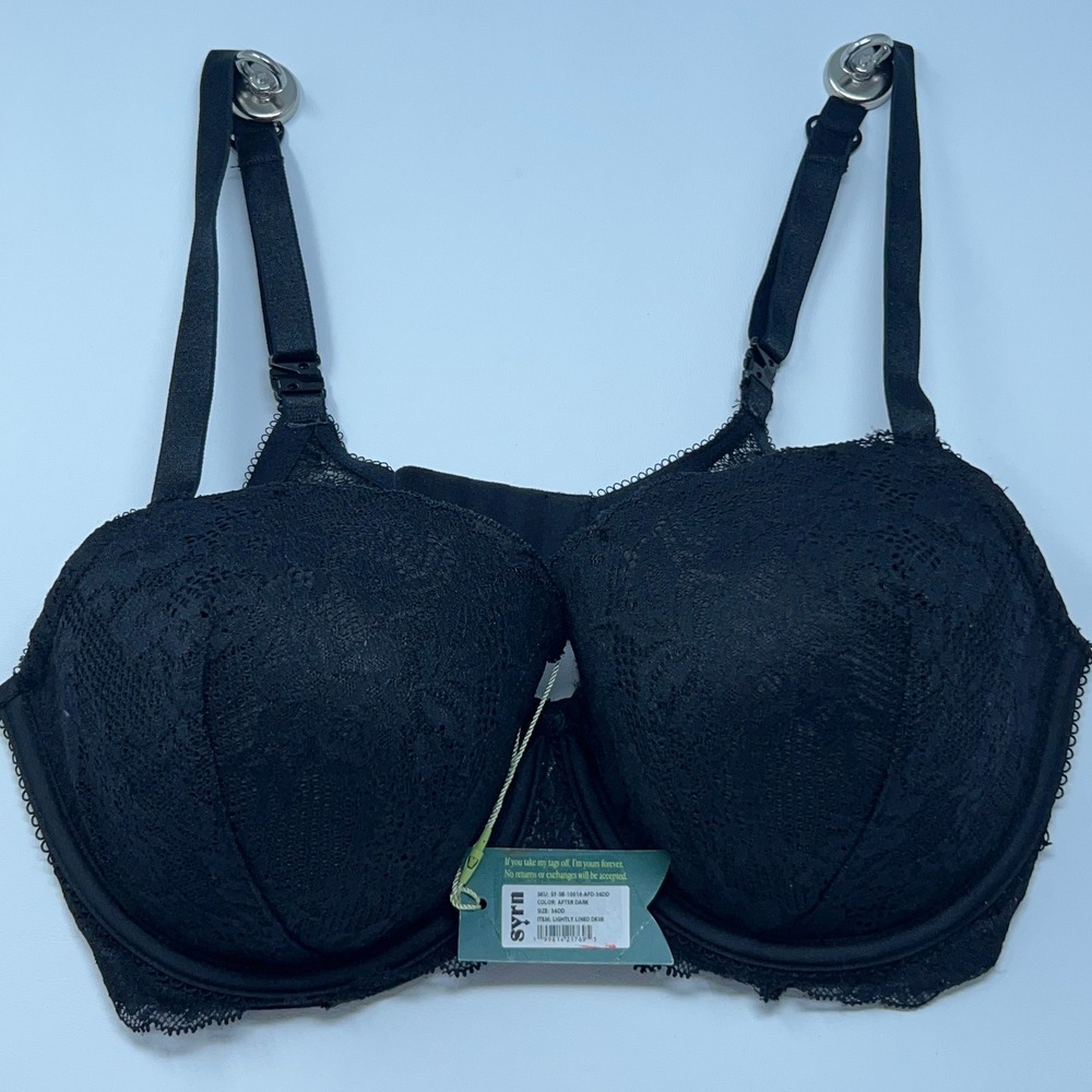 Syrn Womens 36DD After Dark Black Lace Lightly Lined Demi Bra NWT